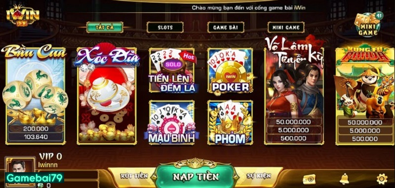 Giao diện của kho game Xóc Đĩa tại cổng game Iwin Club