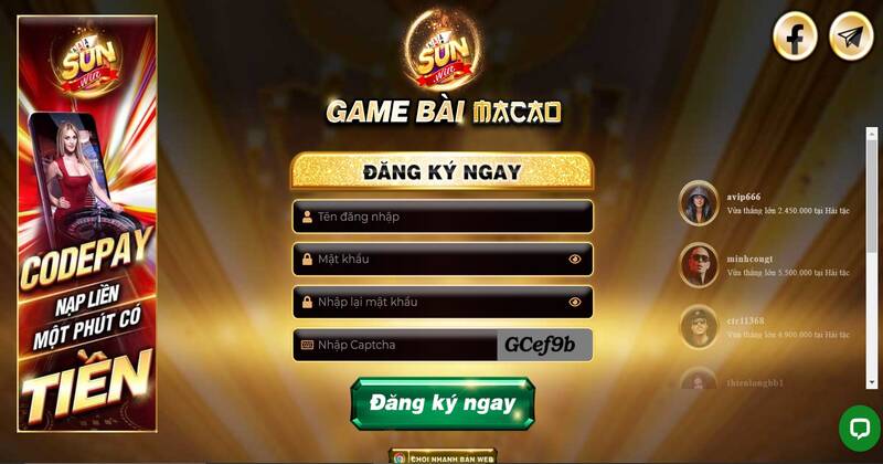 Đăng ký cổng game Sunwin