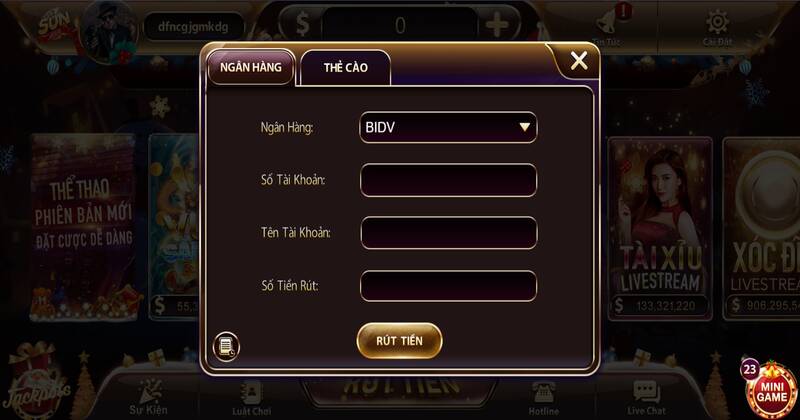 Cơ chế nạp rút tiện lợi Sunwin