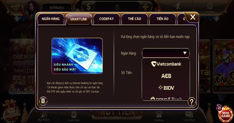 Nạp tiền qua smartlink Nhatvip