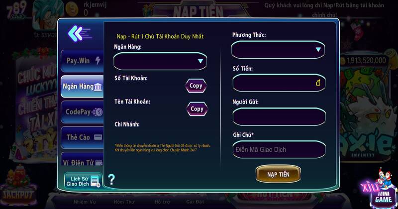 Nạp tiền đơn giản 789 Club