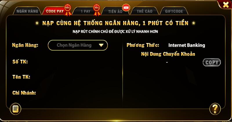 Nạp tiền tại cổng game X8 Club