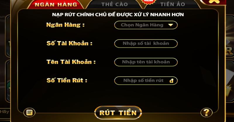 Rút tiền tại cổng game X8 Club
