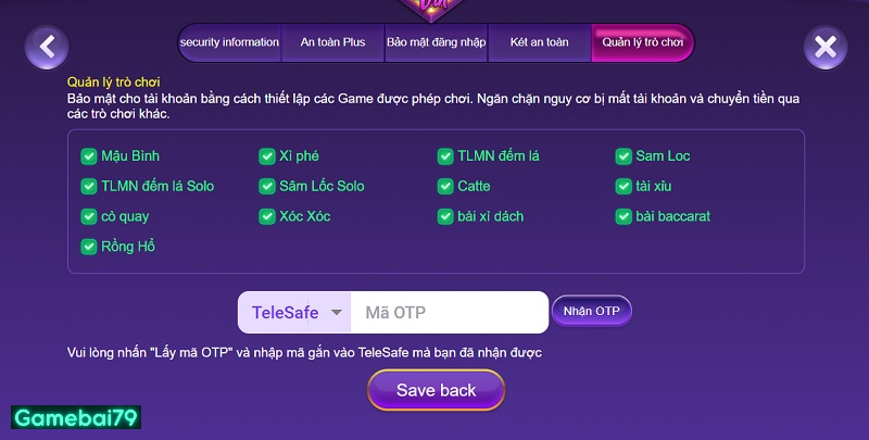 Tính năng quản lý game có thể kiểm soát được hành vi