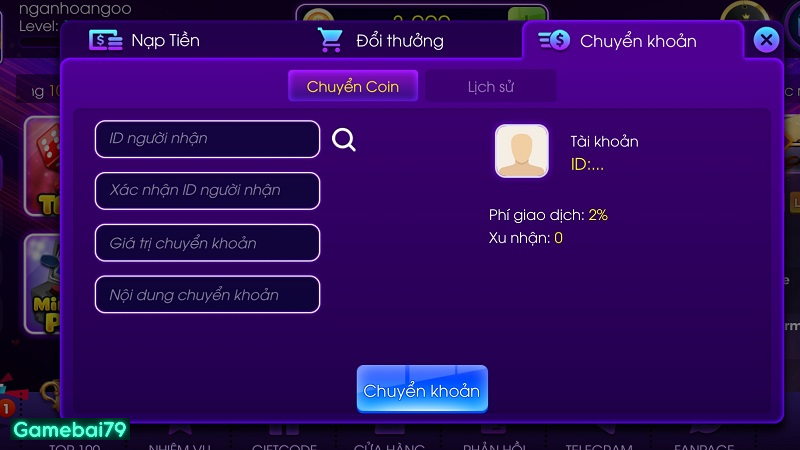 Tính năng chuyển khoản được nhiều người chơi yêu thích