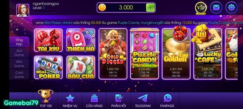 Các trò chơi hấp dẫn tại sân chơi Hay78 Club