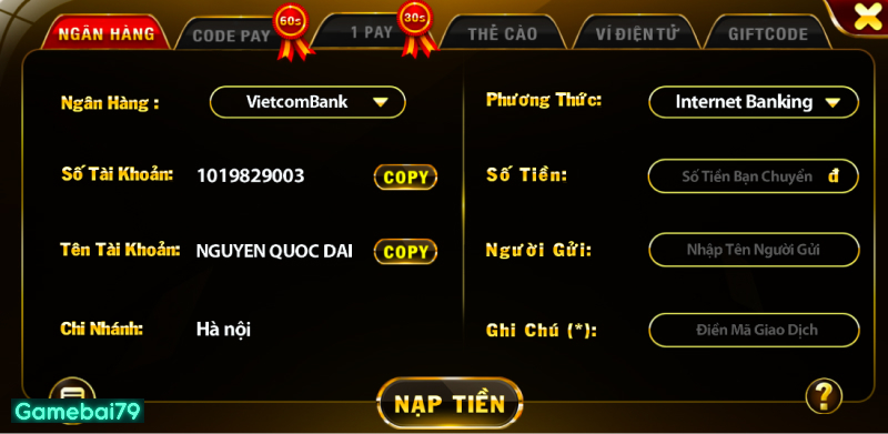 Đa dạng phương thức nạp tiền cho người chơi lựa chọn binh88 club