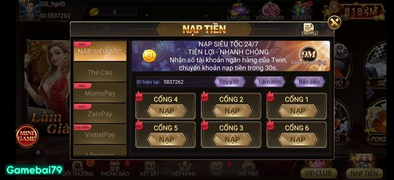 Hướng dẫn nạp tiền để đặt cược đơn giản cho người chơi