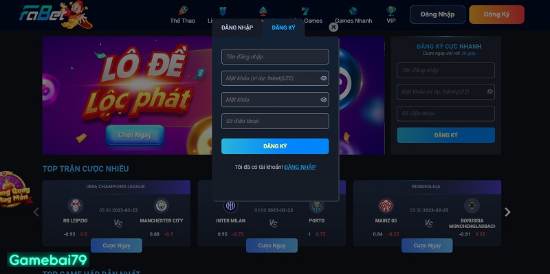 Đăng ký tài khoản chính chủ nhanh chóng tại form có sẵn ở trang chủ