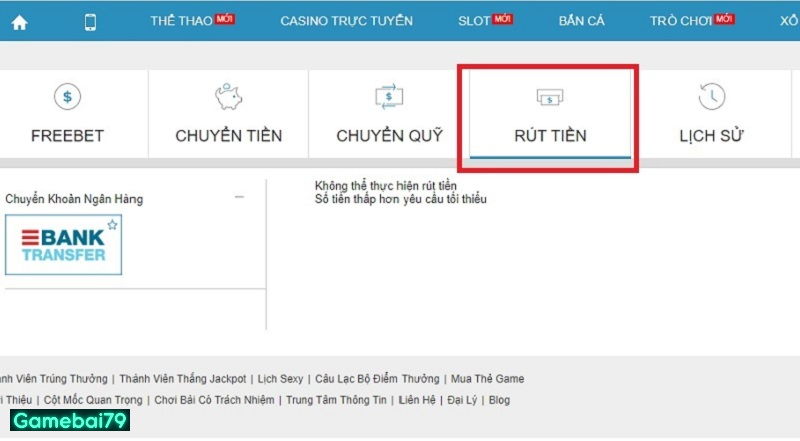 Rút tiền thắng cược chỉ với vài bước thao tác