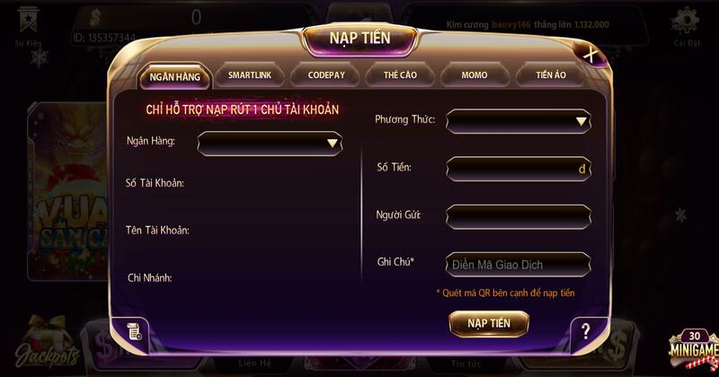 Nạp tiền tại cổng game Gemwin