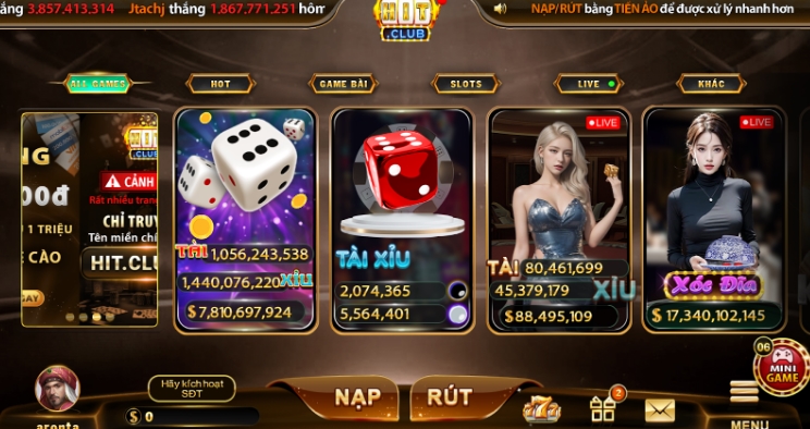 Giao diện hit club